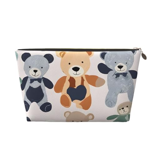 Kosmetiktasche für Damen mit Aufdruck, großes Fassungsvermögen, Reise-Kosmetiktasche aus Leder, wasserdicht, Kulturbeutel (Bunte Bären) von peiyeety
