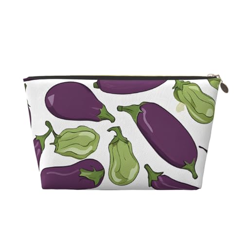 Kosmetiktasche für Damen mit Aufdruck, großes Fassungsvermögen, Reise-Kosmetiktasche aus Leder, wasserdicht, Kulturbeutel (Cartoon-Auberginen) von peiyeety