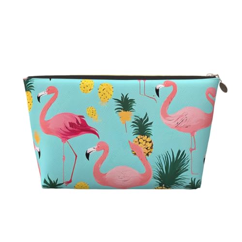 Kosmetiktasche für Damen mit Aufdruck, großes Fassungsvermögen, Reise-Kosmetiktasche aus Leder, wasserdicht, Kulturbeutel (Flamingo-Druck) von peiyeety