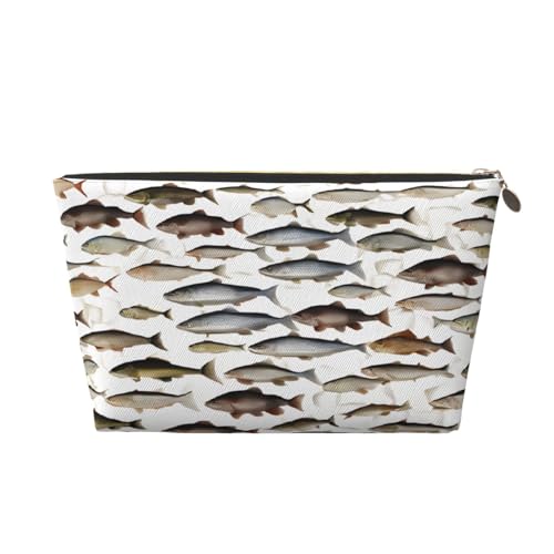 Kosmetiktasche für Damen mit Aufdruck, großes Fassungsvermögen, Reise-Kosmetiktasche aus Leder, wasserdicht, Kulturbeutel (Lachs) von peiyeety