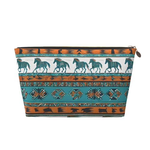Kosmetiktasche für Damen mit Aufdruck, großes Fassungsvermögen, Reise-Kosmetiktasche aus Leder, wasserdicht, Kulturbeutel (Pferd) von peiyeety