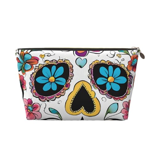 Kosmetiktasche für Damen mit Aufdruck, großes Fassungsvermögen, Reise-Kosmetiktasche aus Leder, wasserdicht, Kulturbeutel (Totenkopf) von peiyeety