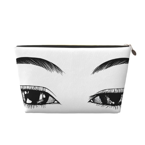 Kosmetiktasche für Damen mit Aufdruck, großes Fassungsvermögen, Reise-Kosmetiktasche aus Leder, wasserdicht, Kulturbeutel (Wimper) von peiyeety