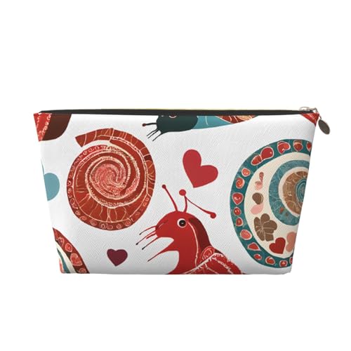 Kosmetiktasche für Damen mit Aufdruck, großes Fassungsvermögen, Reise-Kosmetiktasche aus Leder, wasserdicht, Kulturbeutel (süße Schnecke) von peiyeety