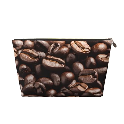 Kosmetiktasche für Damen mit Aufdruck, großes Fassungsvermögen, Reisekosmetiktasche, wasserdichte Kulturtasche aus Leder (lustige geröstete Kaffeebohnen) von peiyeety