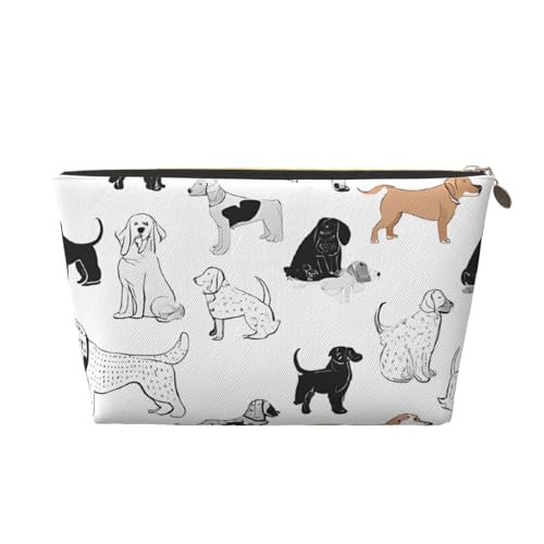 Kosmetiktasche für Damen mit Aufdruck, großes Fassungsvermögen, Reisekosmetiktasche, wasserdichte Kulturtasche aus Leder (süßer Dackel) von peiyeety