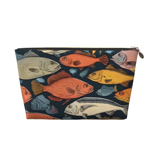 Kosmetiktasche für Damen mit Aufdruck, großes Fassungsvermögen, Reisekosmetiktasche aus Leder, wasserdicht, Kulturbeutel, Geldbörse (Angelköder) von peiyeety