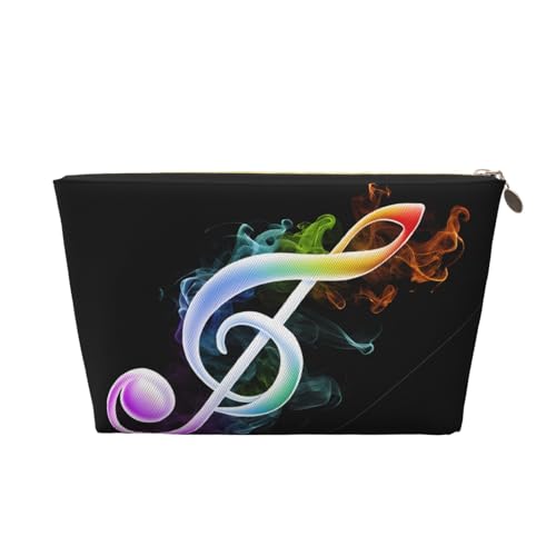 Kosmetiktasche für Damen mit Aufdruck, großes Fassungsvermögen, Reisekosmetiktasche aus Leder, wasserdicht, Kulturbeutel, Geldbörse (Bunte Musiknoten) von peiyeety