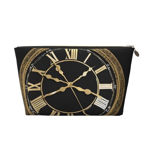Kosmetiktasche für Damen mit Aufdruck, großes Fassungsvermögen, Reisekosmetiktasche aus Leder, wasserdicht, Kulturbeutel, Geldbörse (Clock Gear) von peiyeety