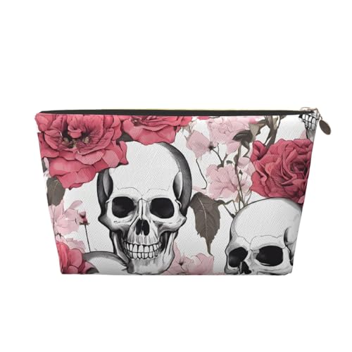 Kosmetiktasche für Damen mit Aufdruck, großes Fassungsvermögen, Reisekosmetiktasche aus Leder, wasserdicht, Kulturbeutel, Geldbörse (Farbe: Totenköpfe) von peiyeety