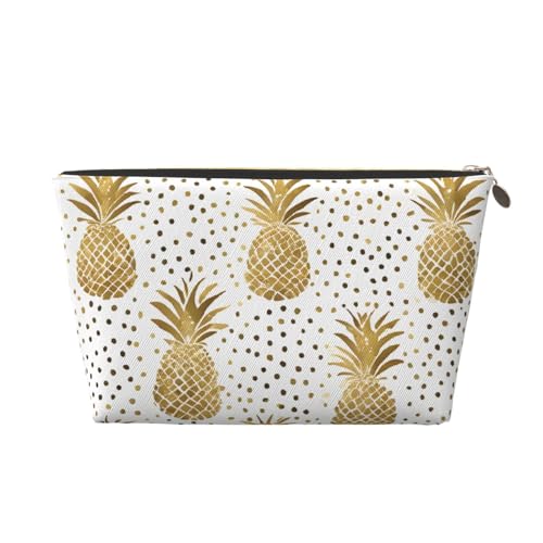 Kosmetiktasche für Damen mit Aufdruck, großes Fassungsvermögen, Reisekosmetiktasche aus Leder, wasserdicht, Kulturbeutel, Geldbörse (Goldglitzer, Kiefernfrucht) von peiyeety