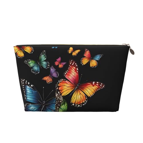 Kosmetiktasche für Damen mit Aufdruck, großes Fassungsvermögen, Reisekosmetiktasche aus Leder, wasserdicht, Kulturbeutel, Geldbörse (Hübscher Schmetterling) von peiyeety