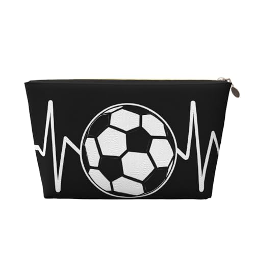 Kosmetiktasche für Damen mit Aufdruck, großes Fassungsvermögen, Reisekosmetiktasche aus Leder, wasserdicht, Kulturbeutel, Geldbörse (I Love Soccer) von peiyeety