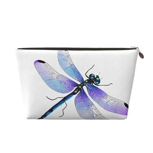 Kosmetiktasche für Damen mit Aufdruck, großes Fassungsvermögen, Reisekosmetiktasche aus Leder, wasserdicht, Kulturbeutel, Geldbörse (Libellen-Aufdruck) von peiyeety