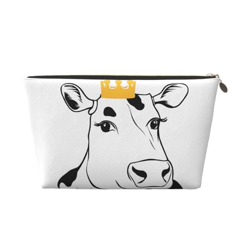 Kosmetiktasche für Damen mit Aufdruck, großes Fassungsvermögen, Reisekosmetiktasche aus Leder, wasserdicht, Kulturbeutel, Geldbörse (Milchkuh) von peiyeety
