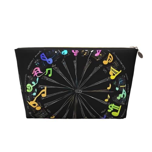 Kosmetiktasche für Damen mit Aufdruck, großes Fassungsvermögen, Reisekosmetiktasche aus Leder, wasserdicht, Kulturbeutel, Geldbörse (Musiknoten) von peiyeety