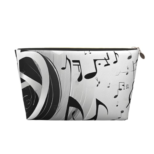 Kosmetiktasche für Damen mit Aufdruck, großes Fassungsvermögen, Reisekosmetiktasche aus Leder, wasserdicht, Kulturbeutel, Geldbörse (Musiknoten-Aufdruck) von peiyeety