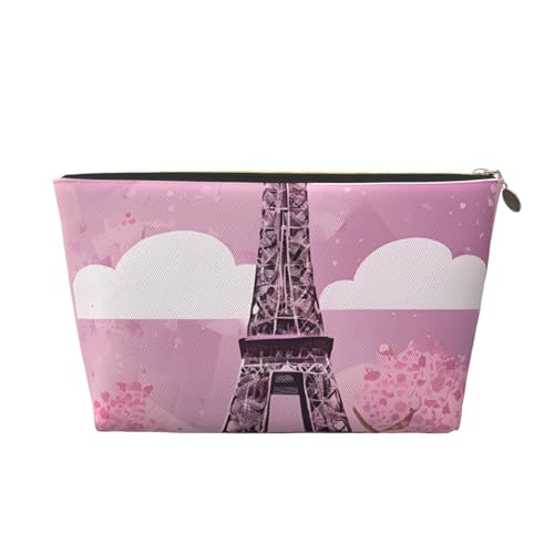 Kosmetiktasche für Damen mit Aufdruck, großes Fassungsvermögen, Reisekosmetiktasche aus Leder, wasserdicht, Kulturbeutel, Geldbörse (Pariser Eiffelturm) von peiyeety