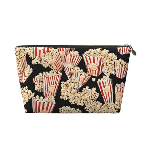 Kosmetiktasche für Damen mit Aufdruck, großes Fassungsvermögen, Reisekosmetiktasche aus Leder, wasserdicht, Kulturbeutel, Geldbörse (Popcorn-Druck) von peiyeety