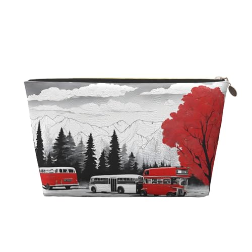 Kosmetiktasche für Damen mit Aufdruck, großes Fassungsvermögen, Reisekosmetiktasche aus Leder, wasserdicht, Kulturbeutel, Geldbörse (Red London Street) von peiyeety