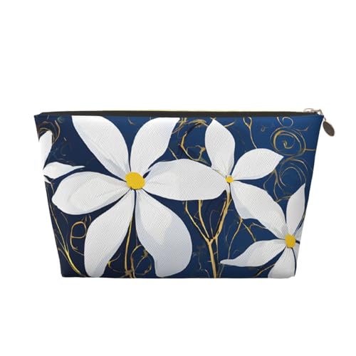 Kosmetiktasche für Damen mit Aufdruck, großes Fassungsvermögen, Reisekosmetiktasche aus Leder, wasserdicht, Kulturbeutel, Geldbörse (künstlerisches Gänseblümchen-Blumenmuster) von peiyeety