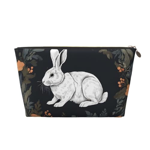 Kosmetiktasche für Damen mit Aufdruck, großes Fassungsvermögen, Reisekosmetiktasche aus Leder, wasserdicht, Kulturbeutel, Geldbörse (süßes weißes Kaninchen) von peiyeety