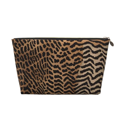 Kosmetiktasche für Damen mit Aufdruck, großes Fassungsvermögen, Reisekosmetiktasche aus Leder, wasserdicht, Kulturbeutel (Leopardenmuster) von peiyeety