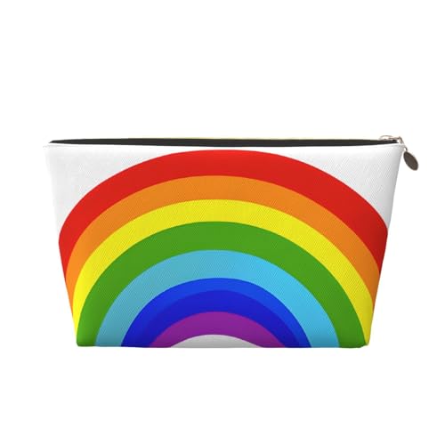 Kosmetiktasche für Damen mit Aufdruck, großes Fassungsvermögen, Reisekosmetiktasche aus Leder, wasserdicht, Kulturbeutel (Regenbogendruck) von peiyeety