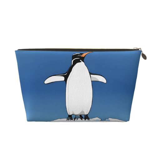 Kosmetiktasche für Damen mit Aufdruck, großes Fassungsvermögen, Reisekosmetiktasche aus Leder, wasserdicht, Kulturbeutel (süßer Pinguin) von peiyeety