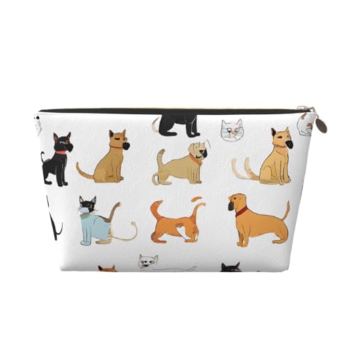 Kosmetiktasche für Damen mit Aufdruck, großes Fassungsvermögen, Reisekosmetiktasche aus Leder, wasserdicht, Kulturbeutel (süßes Kätzchen mit Schmetterling) von peiyeety