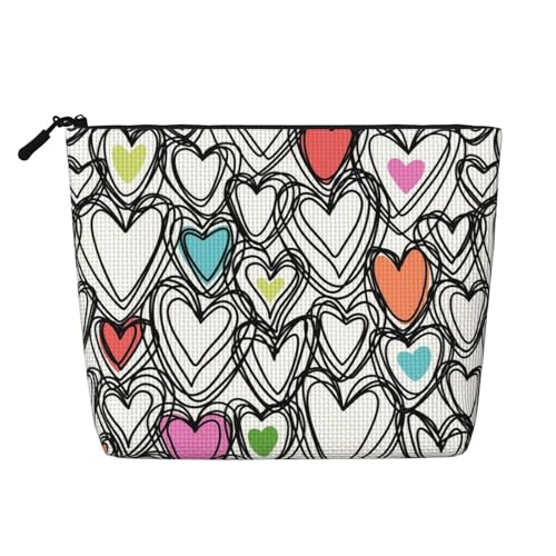 Kosmetiktasche mit geometrischem Blumenmuster, Kunsthanf, Kunsthanf, Make-up-Reisetasche, Kosmetiktasche für Frauen und Mädchen von peiyeety