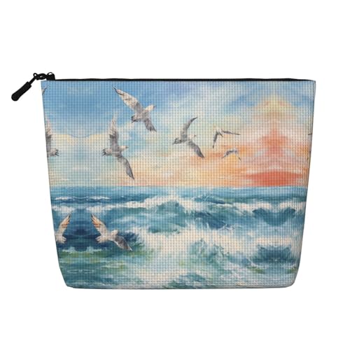 Make-up-Reisetasche, Kosmetiktasche mit Abstrakter Geometrie, Kunsthanf, Kunsthanf, für Frauen und Mädchen von peiyeety