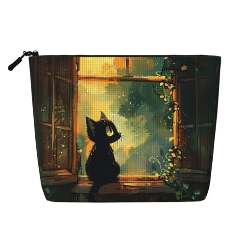 Make-up-Tasche aus Kunsthanf mit Motiv „The Sea at Night, Make-up-Reisetasche aus Kunsthanf, Kosmetiktasche für Damen und Mädchen von peiyeety