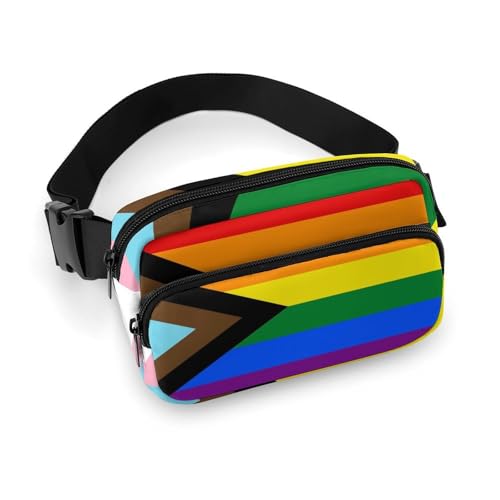 Modische Gürteltasche mit Kleiderdekor, kleine Packung, tragbare Gürteltasche mit verstellbarem Riemen für Damen und Herren, Pride Flag Stripe Rainbow LGBTQ von peiyeety