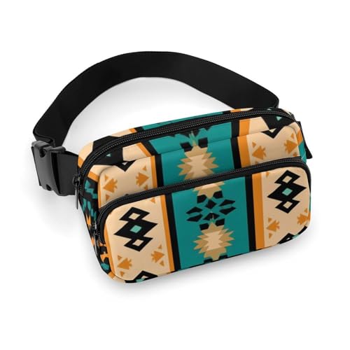 Modische Gürteltasche mit Kleiderdekor, kleine Packung, tragbare Gürteltasche mit verstellbarem Riemen für Damen und Herren, Tribal Navajo Aztec Geometric Ethnic Pattern von peiyeety