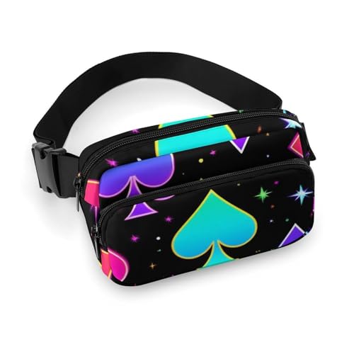 Modische Hüfttasche für Damen, tragbare Gürteltasche mit verstellbarem Riemen zum Laufen, Wandern, Reisen, Trippy Neon Magic Playing Card von peiyeety