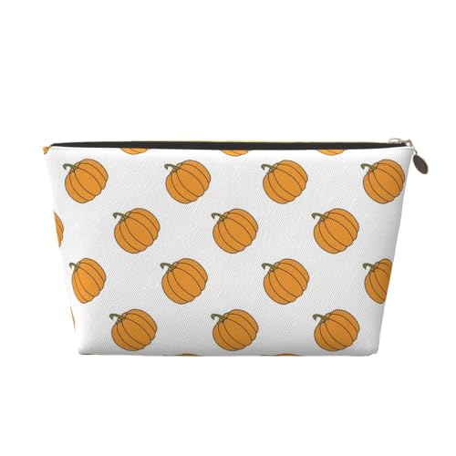 Niedliche, tragbare Kosmetiktasche aus Leder im Vintage-Stil in Orange, geeignet für Geschäftsreisen für Damen und Herren von peiyeety