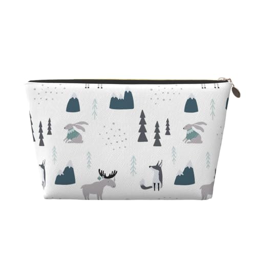 Niedliche, verspielte Katzen-Kosmetiktasche aus Leder, tragbar, Organizer, geeignet für Geschäftsreisen für Damen und Herren von peiyeety