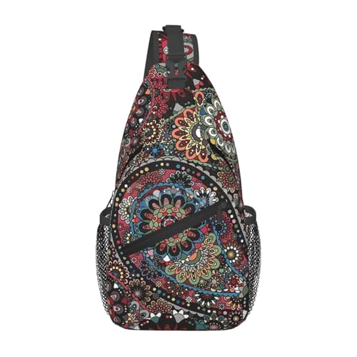 Paisley Boho Style Sling Bag Crossbody Rucksack für Damen Herren Reisen Wandern Daypack Brust Umhängetasche von peiyeety