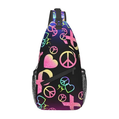 Peace Love Breast Cancer Awareness Cross-Brusttasche für Damen und Herren, verstellbare Umhängetaschen, Schulterrucksack Peace Love Breast Cancer Awareness Cross-Brusttasche für Damen und Herren, verstellbare Umhängetaschen, Schulterrucksack von peiyeety