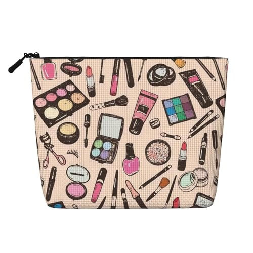 Pink Herb Tragbare Kosmetiktasche aus Leder, Organizer, geeignet für Geschäftsreisen für Damen und Herren von peiyeety