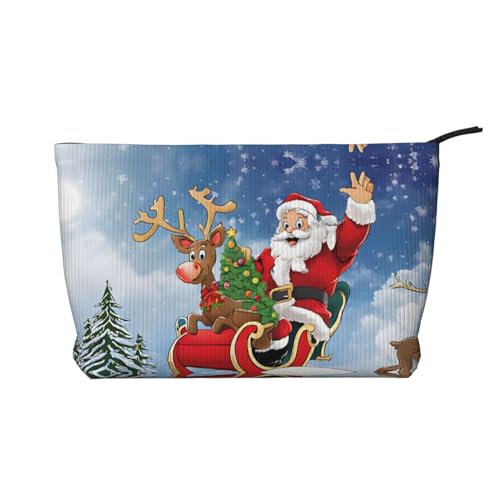 Reise-Kulturtasche aus Leder mit „Frohe Weihnachten-Aufdruck und Reißverschluss, Kosmetiktasche für Damen, kleine Make-up-Tasche für die Handtasche, tragbare Reise-Kosmetiktasche, Geschenktasche für von peiyeety
