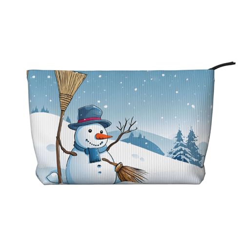 Reise-Kulturtasche aus Leder mit Reißverschluss „Frohe Weihnachten und Schnee, Kosmetiktasche für Damen, kleine Make-up-Tasche für die Handtasche, tragbare Reise-Kosmetiktasche, Geschenktasche für Fr von peiyeety