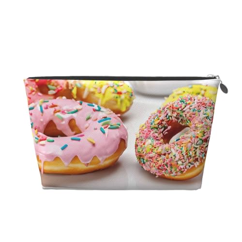 Reise-Kulturtasche aus Leder mit Weihnachts-Donuts und Reißverschluss, Kosmetiktasche für Damen, kleine Schminktasche für die Handtasche, tragbare Reise-Kosmetiktasche, Geschenktasche für Frauen, Mädc von peiyeety