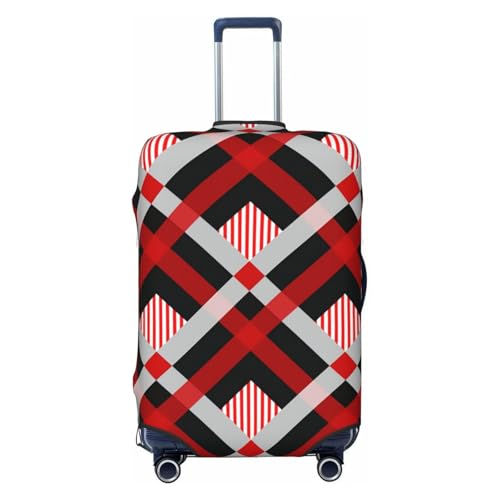 Rot-Schwarz-Tartan-Plaid-Schottische-Textur-Von-Tartan-Plaid-Tischdecken-Kleidung-Sh Gepäckabdeckung, waschbare Kofferabdeckung - Reisemode Elastischer Kofferschutz Groß von peiyeety