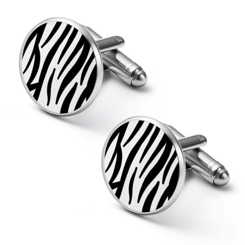Runde Manschettenknöpfe mit Zebra-Print-Muster, Smokinghemd-Manschettenknöpfe für Bräutigam, Ehemann, Vater, Freund, Geschenk von peiyeety