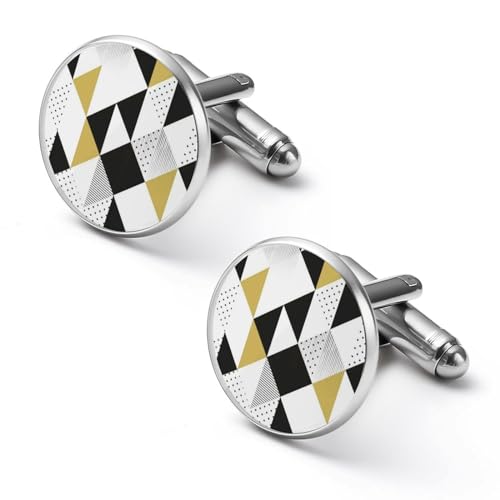 Runde Manschettenknöpfe mit abstraktem geometrischem Dreiecksmuster, Manschettenknöpfe für Smokinghemden für Bräutigam, Ehemann, Vater, Freund, Geschenk von peiyeety