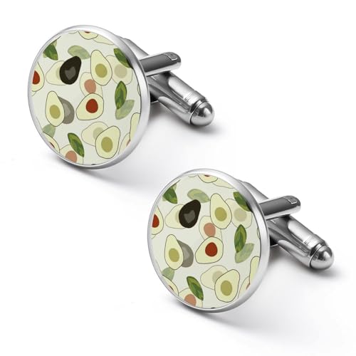 Runde Manschettenknöpfe mit grünem Avocado-Muster, Smokinghemd-Manschettenknöpfe für Bräutigam, Ehemann, Vater, Freund, Geschenk von peiyeety