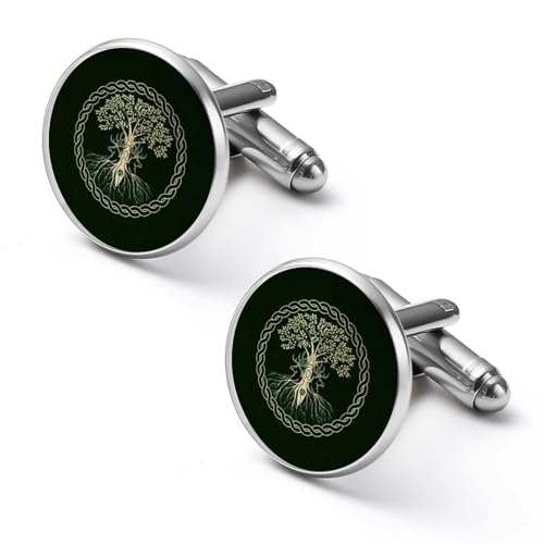 Runde Manschettenknöpfe mit nordischem Wikingergöttin-Wicca-Muster, Manschettenknöpfe für Smokinghemden für Bräutigam, Ehemann, Vater, Freund, Geschenk von peiyeety