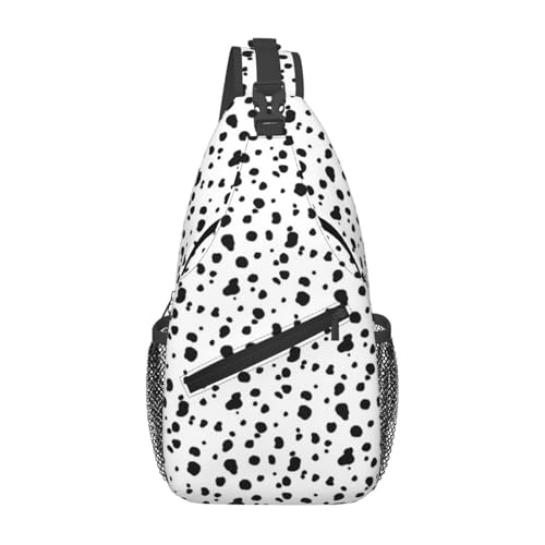 Schultertasche mit schwarz-weißem Dalmatiner-Print, Umhängetasche für Damen und Herren, Reise- und Wanderrucksack, Tagesrucksack, Brust- und Schultertasche Schultertasche mit schwarz-weißem Dalmatiner-Print, Umhängetasche für Damen und Herren, Reise- und Wanderrucksack, Tagesrucksack, Brust- und Schultertasche von peiyeety